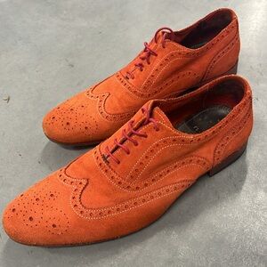 USED Paul Smith orange suede dip-dyed brogues Size 7 UK